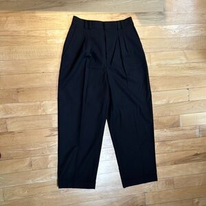 Club Monaco Black Dress Pants High-Waisted Wide-Leg - wool